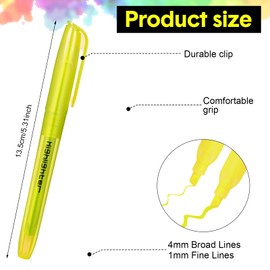 Thenshop 200 Pcs Yellow Highlighters Bulk Pocket Style Highlighters Gel Highlighter No Bleed Thin Highlighters for Adults Highlighting in the Home Office