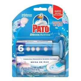 Pato Limpiador De Baños En Gel Pato Discos Activos Brisa De Mar Aplicador + 6 Discos