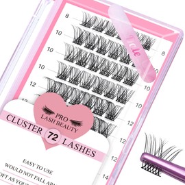 Cluster Eyelashes, Pack of 72 Individual Eyelashes, Eyelash Clusters, DIY Eyelash Extensions, Super-Thin Band, Reusable, Soft & Comfortable (Date-D-8-16 Mix)