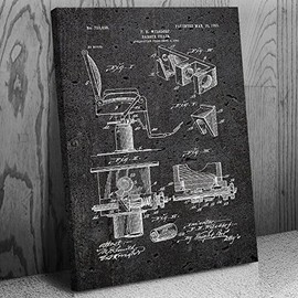 Barber Chair Canvas Print, Barber Shop Decor, Hair Stylist, Barber Gift, Chair Blueprint, Fashion Decor, Stylist Gift Dark Concrete (16 inch x 20 inch)