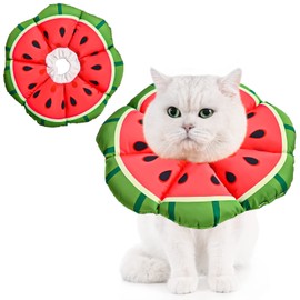 Avont Cat Cone Collar Soft, Adjustable Pet Recovery Collar for Cats Kittens Puppies After Surgery, Elizabethan Neck Cone of Shame Alternative to Prevent Licking Biting Protect Wounds -Watermelon (L)
