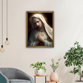 TUTUMAY21 Religious Themes Diamond Painting Kit for Beginner, Virgin Mary Prayer Diamond Painting for Adult, Round Gem Crystal Diamond Art by Numbers, for Modern Home Decor Wall Decor 12x16inch