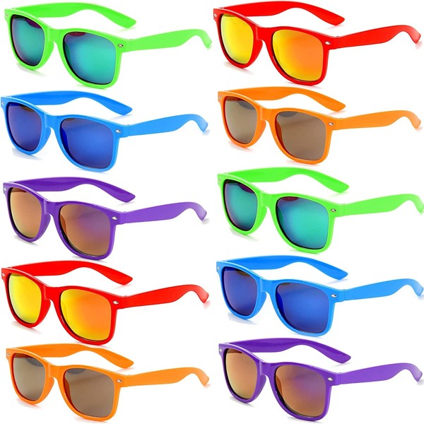 FSMILING Evjf 10 Pack of Sunglasses Party Pack of Adult Neon Glasses for Birthday Party Beach Glasses