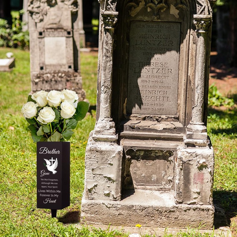 WEBEEDY Cemetery Vases For Brother Metal Cemetery Vases Flower Holder