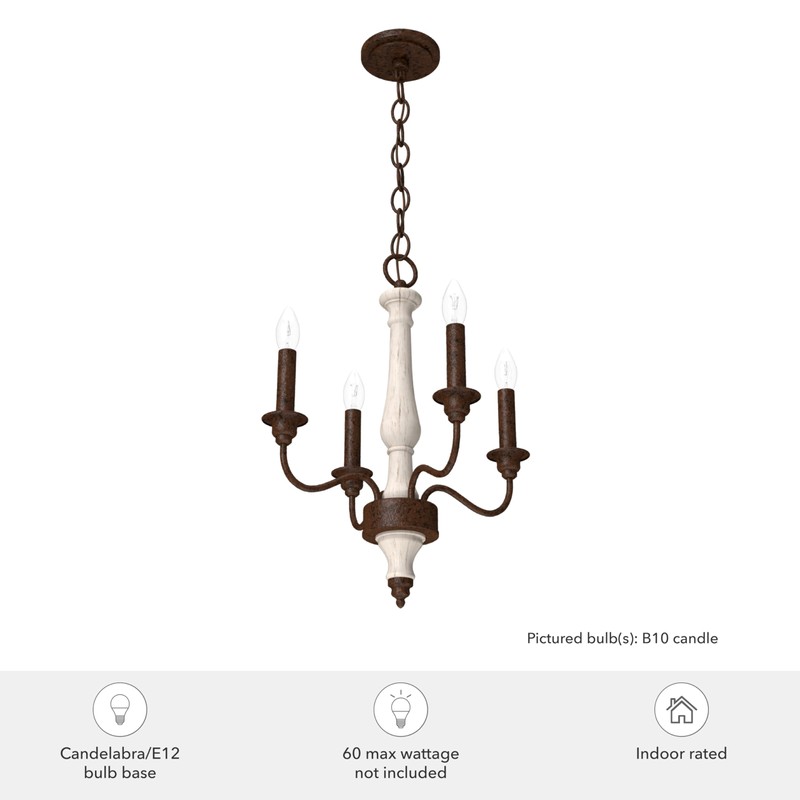 Hunter Fan Company 19279 Teren Chandelier, Distressed White