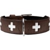 HUNTER Swiss Dog Collar, Swiss Cross Leather, 47 cm (S-M),