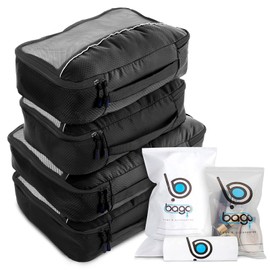 bago 7 Pcs Packing Cubes for Travel - 4 Travel Packing Cubes for Suitcases with 3 ZipLock Bags - Luggage Organizer Bags to Get Maximum Storage, Save Time & Effort to Pack (Black)