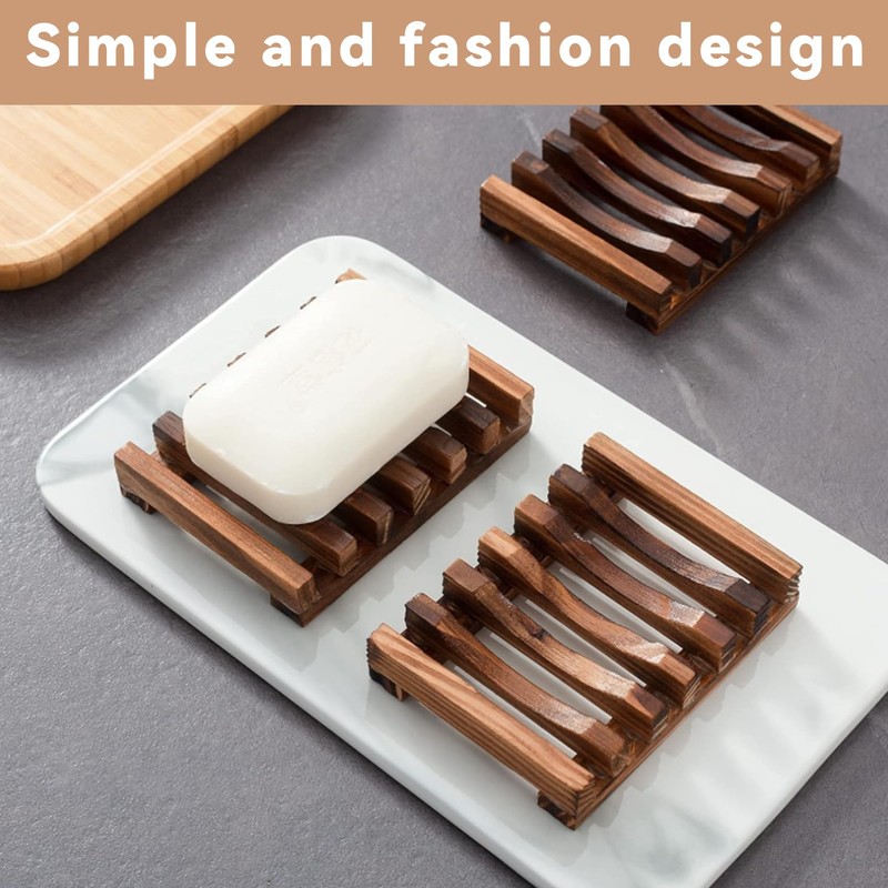 SANTUO 2Pcs Bamboo Soap Dish Hawaii Style Soap Dishes for