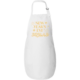 inktastic New Year's Eve Squad with Stars in Gold Adult Apron White 3922c