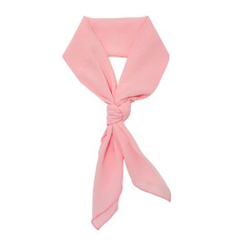 Lastclream Chiffon Square Neck Scarves for Women Handkerchief Retro Satin Ribbon Scarf for Hair Wrapping at Night 26" (Pink)