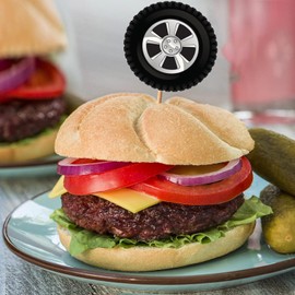 50pcs Tire Cupcake Toppers, Cupcake Decorations with Tire Wheels for Racing Theme Party Baby Shower Boys Girls Happy Birthday Party Decorations