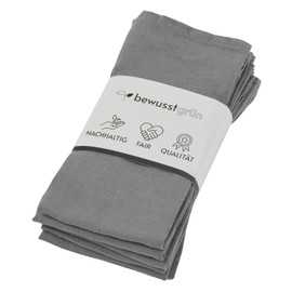 BewusstGrün® 6 Premium Fabric Napkins Linen + Folding Instructions I 100% Linen I 45 x 45 cm Grey