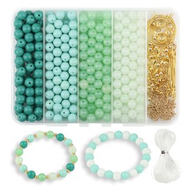 Xilitata 400 Pieces Round 8mm Glass Beads for Jewelry Making,Crystal Beads Bracelets Making Kit Glass Beads Crafts DIY Beads
