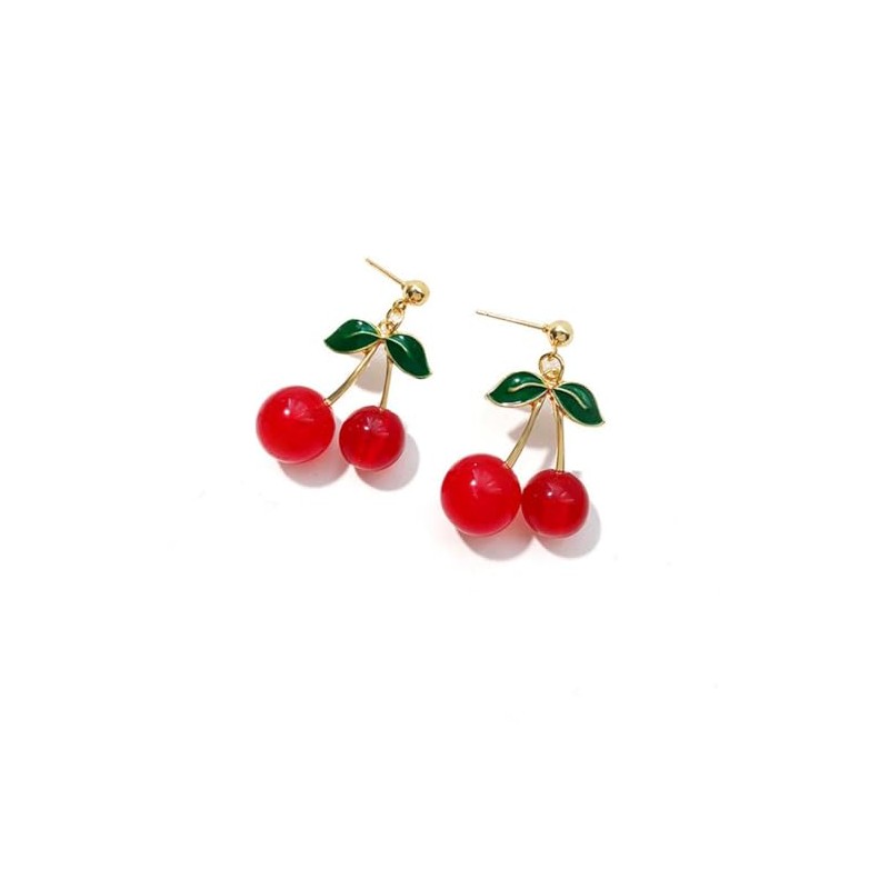 3D Cherry Dangle Earrings vivid Fruit Sweet Jewelry for Women-Stud