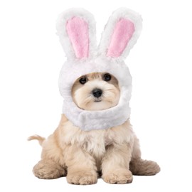 Cute Bunny Rabbit Hat with Ears, 7.48-9.45in Neck Circumference Cat Costume Bunny Headband Easter Cat Headwear Costume Perfect Pet Costume Accessories for Cats & Small Dogs (XS)