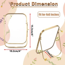 OGANAZI 4x6 Inch Double Glass Pressed Flower Frame - Golden Floating Frames for Dried Flowers, Art, Photos | Vintage Pressed Flower Frame Tabletop Display Holder for Home Plant Specimen (Oblong Shape)