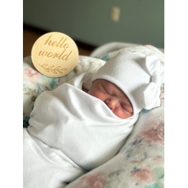 DRESHOW BQUBO Newborn Receiving Blankets Cotton Warm Sleepsack with Mittens & Bow Hats Hospital Baby Swaddling Shower Gift