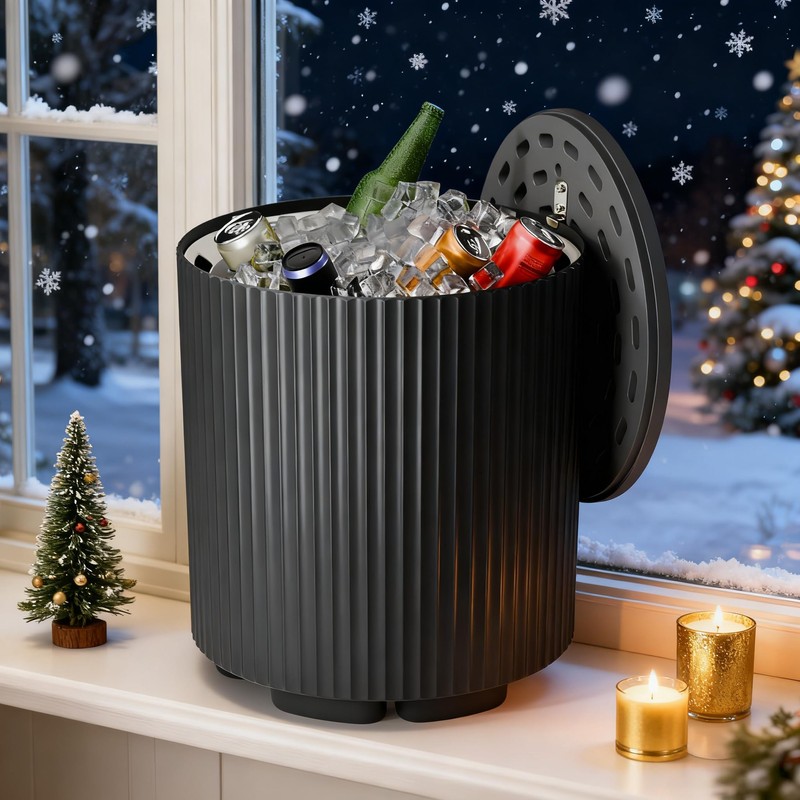 FONTOI Outdoor Cooler Side Table, 2 in 1 Ice Chest
