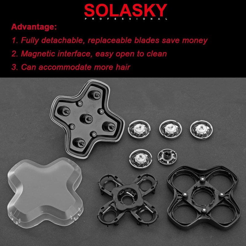 5 Blades Magnetic Shaver Head for SKULL SHAVER, SOLASKY Magnetic
