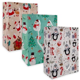 Set of Gift Bags, Christmas Bags with Handle, for Filling, Reusable (16 x 11.5 x 6 cm - Pack of 24, Cute Christmas)