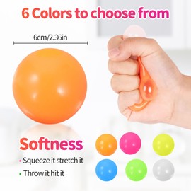 Sticky Balls Ceiling Glow in The Dark, 6 Pcs Night Stress Balls Fluorescent Sticky Wall Balls, Luminous Balls Jumping Fun Decompression Fidget Toy for Kids and Adults Anxiety Pressure