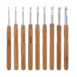 XPEX Pack of 9 Crochet Hooks, 2.0 mm - 6.0 mm Crochet Hooks with Wooden Handle, Ergonomic Handle for Arthritic Hands, Wooden Handle Crochet, Extra Light Knitting Needles for Beginners and Crochet Yarn