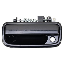 TRQ Front Left Exterior Door Handle Black Drivers Side Compatible with 1995-2004 Toyota Tacoma