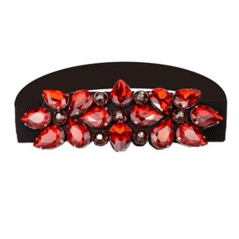 Dorchid Women's Rhinestone Belts Stretch Elastic Waist Belt Glitter Crystal Belts for Dresses Skirts Red