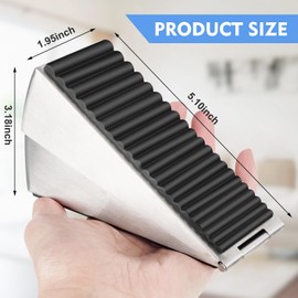 Door Stopper-Heavy Duty Door Stoppers Wedge Tall Door Stop for Bottom of Door Security Rubber,Extra Tall 3-inch Adjustable Door Stop Wedge, Spring Loaded Door Holder for All Heavy Doors(Silver)