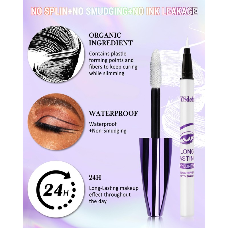 Burgundy Mascara Eyeliner Pen Kit, Waterproof Tube Mascara Eye Liner