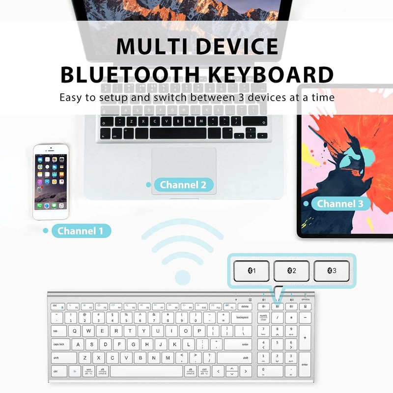 iClever BK10 Bluetooth Keyboard, Universal Bluetooth 5.1 Wireless Keyboard with