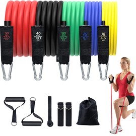 Resistance Bands, Simmgud Exercise Bands Set with Handles, Work Out Bands with Door Anchor, Ankle Straps for Strength Training, Physical Therapy, Home Gym for Men and Women, Yoga, Pilates 150 LBS