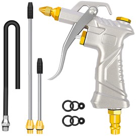 Compressed Air Gun with 4 Nozzles & BSP European Style Quick Coupling Compressed Air Accessories, High Pressure Blow Guns Industrial Cleaning Tool