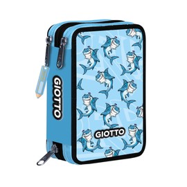 Giotto Stilnovo Pencil Case with 3 Zips Crypto Puppets Sharks