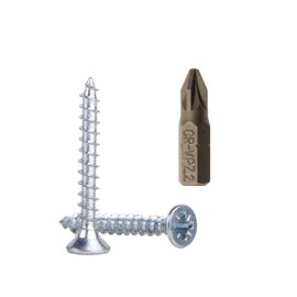 Marcopol Wood Screws, 4.0 x 25 mm, Pack of 500, Pozidriv, Countersunk, Zinc Plated Steel