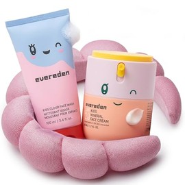 Evereden Kids Face Wash & SPF 20 Cream Set | Dermatólogo, protector solar mineral con óxido de zinc y vitamina B5 | Sin fenoxietanol, verificado por EWG, suave, seguro para mayores de 3 años, piel sensible + diadema