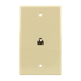 Single Gang Flush Mount Phone Plate, Ivory