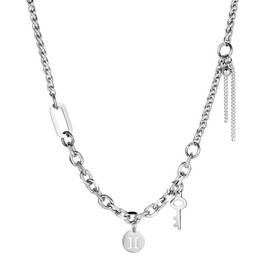CTEW Titanium Steel Necklace Men's Tide High Street Women ins Hip Hop Couple Same Personality Clavicle Chain Versatile Chain YL397 (Necklace length 60CM)