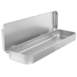 Kisangel 1pcs Metal Pen Case Aluminum Pen Case Blank Metal Sign Tin Pencil Case Makeup Brush Case Silver Bulk Pen Holder Manager Hinges Travel Decoration, Silver