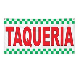 Vinyl Banner Multiple Sizes Taqueria Red Food Bar Restaurant Truck Restaurant & Food Outdoor Weatherproof Industrial Yard Signs 4 Grommets 24x36Inches