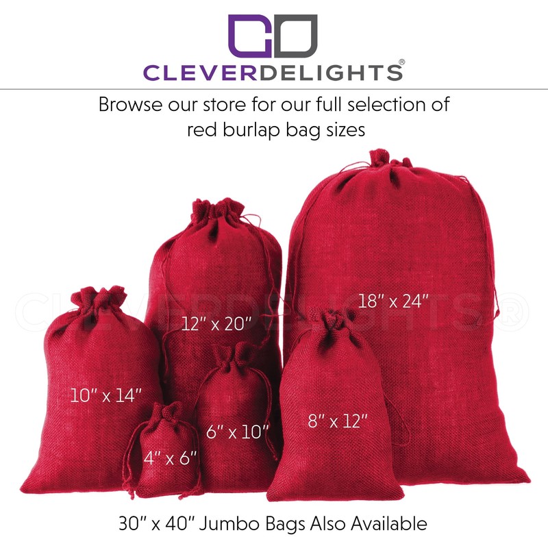 CleverDelights 30" x 40" Red Burlap Bags - 2 Pack
