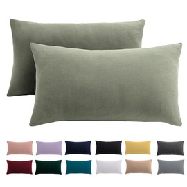 Cushion Cover 40 x 60 cm, Set of 2 - Pillowcases 40 x 60 cm, Sage Green for Pillows, 100% Microfibre Cushion Cover, Non-Iron and Wrinkle-Free with Zip