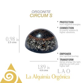 [ LAO ] Charged UltraOrgonite CIRCUM S 1.96in – Handmade with Quartz, Shungite & Black Tourmaline for Protection, Healing, and Spiritual Awakening | La Alquimia Orgónica (LAO)