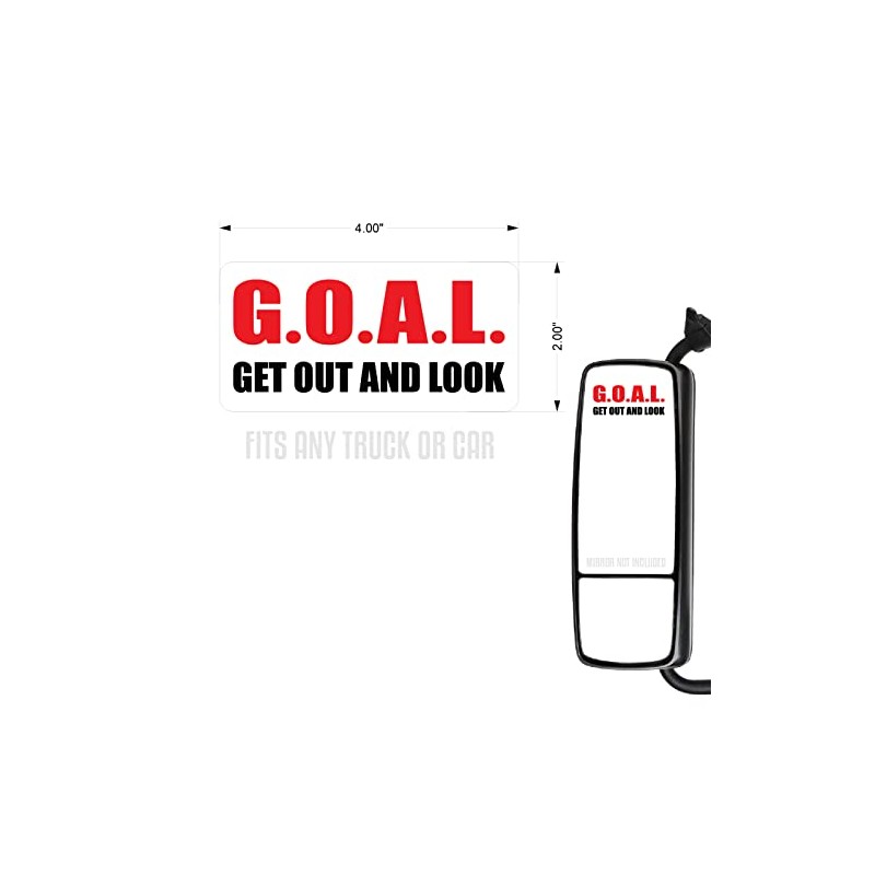 Goal 4" x 2" Mirror Stickers for Semi Trucks, Cars,