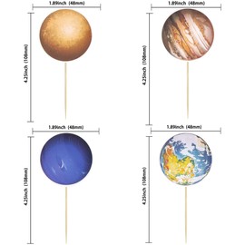 Gyufise 40Pcs Outer Space Cupcake Toppers Planet Rocket Spaceship Trip to the Moon Star Cupcake Picks Solar System Galaxy Universe Planets Birthday Cupcake Decorations Party Supplies