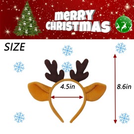 piconesper Reindeer Antler Headband Handmade Cute Christmas Deer Ear Costume Headband for Women and men (Orange)