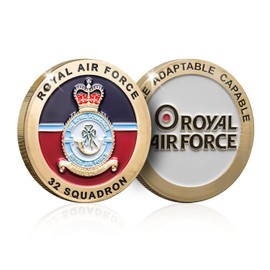 The Koin Club Royal Air Force 32 Squadron Gold Plated Spoof Challenge Coin RAF Memorabilia