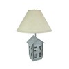 Rustic Galvanized Grey House-Shaped Double Light Table Lamp and Accent