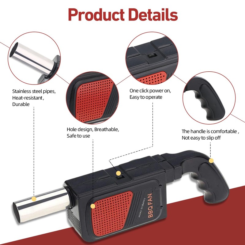 YYMTTOR Electric Fire Blower Fan – Portable Handheld BBQ Grill