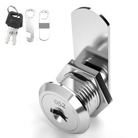 goldenwarm Keyed Different, Mailbox Cam Lock 5/8" Cylinder, Cabinet Cam Lock Secured File Cabinet Lock with Keys Toolbox Lock Zinc Alloy Drawer Locks and Key, Satin Nickel Finish, 1 Pack